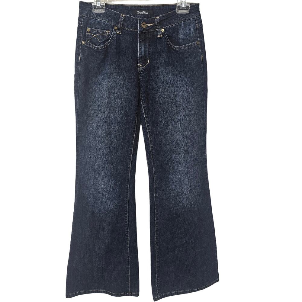 Sweet Vibes Denim Low-Rise Wide Leg Jeans Dark Wash Blue Women's Junior Size  3